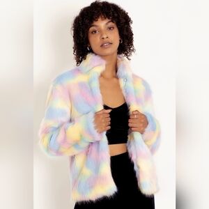Rainbow Candy Hearts Furbulous Jacket - Size 18